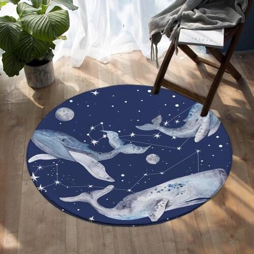 Blue Whale Round Carpet Kids Room Play Area Rugs Mat Room Entryway Mat for Living Room Portable and Machine Washable