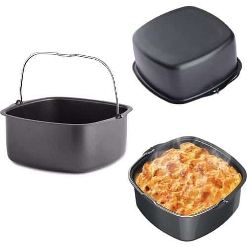 Square Non Stick Cake Mold Stainless Steel Baking Tray Pan Roasting Basket Bakeware Mould Air Fryer Accessories