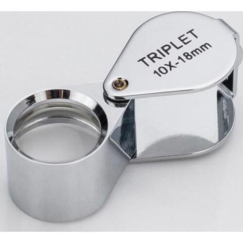 10X 18mm Metal Pocket Jadeite Filter Super Triplet Lens Magnifier Jewelry Gem Identifying Type Inspecting Magnifying Glass