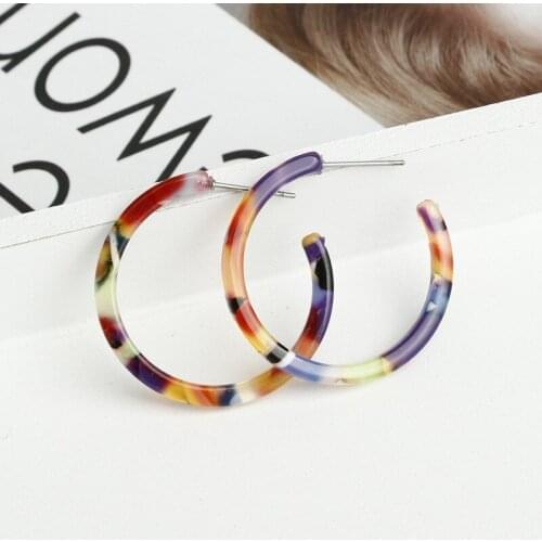 LUSION Korean Plate Acetate circle Hoop Earring for women Bohemia Creative statement cute earring fashion Za jewelry 2019 new