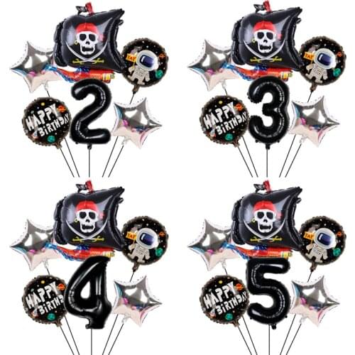 32inch digital aluminum foil Pirate ship star balloon set birthday party decorations kids baby shower Wedding decor supplies