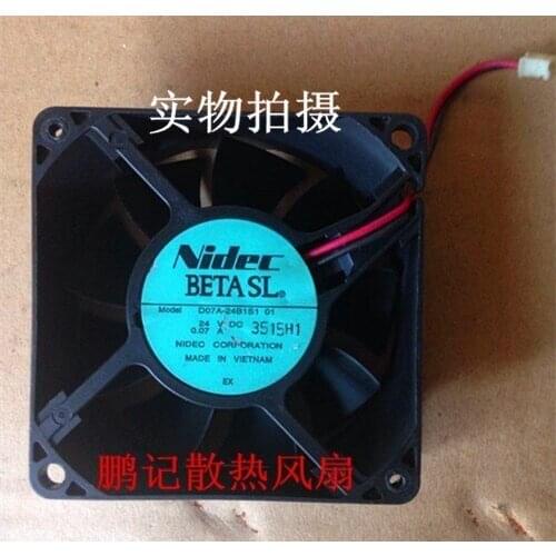Genuine D07A-24B1S1 01 7025 DC 24V 0.07A 70*70*25MM 2-Wires Inverter Cooling Fan