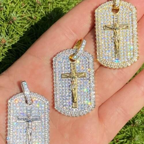 2021 New Cross Jesus charm Pendant Necklace HipHop Iced Out Bling 5A Cubic Zirconia Punk Cool Men Boy Fashion Rope Chain Jewelry