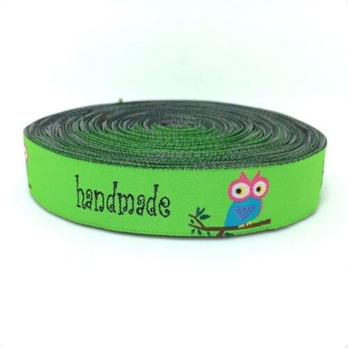 Wholesale 5/8'' (16mmx10yards) Woven Jacquard Ribbon Green owl Cartoon ribbon ZERZEEMOOY