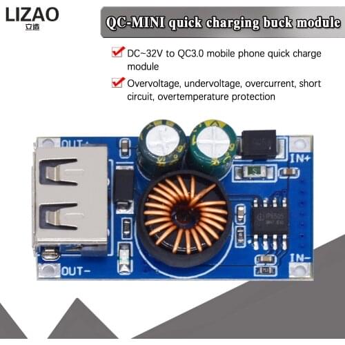 Ip6505 USB DC Step-Down Module 12V 24V To QC2.0 QC3.0 Fast Charge Mobile Phone Charging Board For Apple Huawei FCP Quick Charger