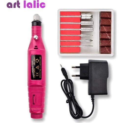 1Set Professional Electric Nail Kit Nail Tips Drill File Manicure Machine Electric Nail art Pen Pedicure 6 Bits Nail Art Tools