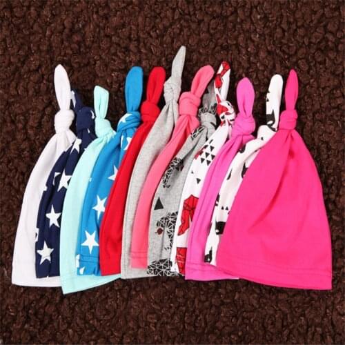 TFSCLOIN New Candy Color Cotton Newborn Baby Knot Beanies Girls Sleep Caps Unisex Boy Toddler Infant Girl Cap Hats Accessories