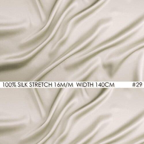 SILK STRETCH SATIN 140cm width 16momme Pure Silk For Women Dresses Material light beige 29