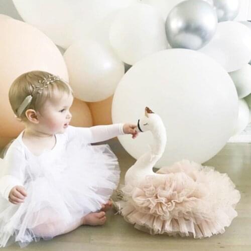 Cute Gooses Duck Stuffed Doll Soft Animal Ballet Swan with Crown Kids Gift Toy Sofa/ Bed Decor
