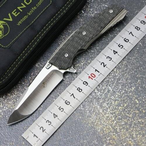 VENOM Kevin John python folding knife M390 blade titanium+CF handle tactical outdoor camping hunting fishing pocket fruit knives