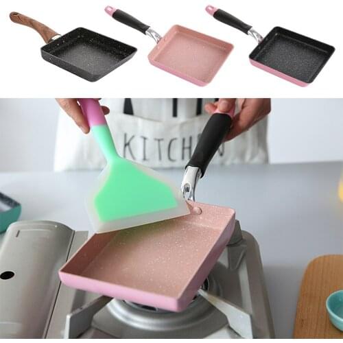 Japanese-Style Frying Pan Stainless Steel Aluminum Pan Non-Stick Wok Square Kitchen Breakfast Eggs Frypan Skillet Mini Cookware