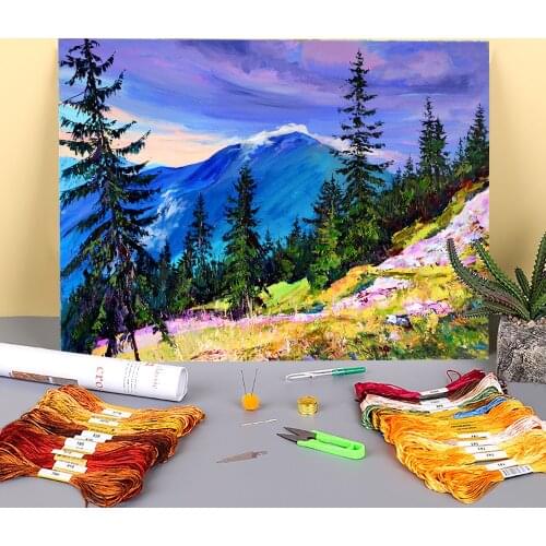 Landscape After The Thunderstorm Printed Fabric 11CT Cross Stitch DIY Embroidery Complete Kit DMC Threads Adults