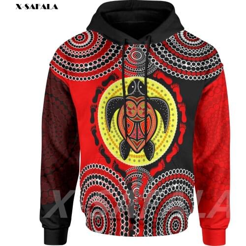 Turtle Footprint Circle Dot Aboriginal Printed Hoodie Man Female Zipper Pullover Sweatshirt Hooded Jersey Streetwear Tracksuits