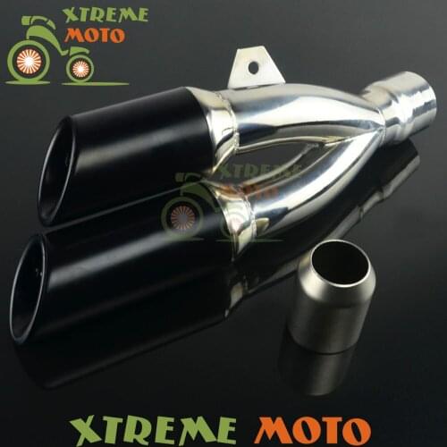 Universal 38-51mm Staninless Steel Thunder Dual Exhaust Muffler Black End Pipe Slip On For Motorcycle Dirt Street Bike Scooter
