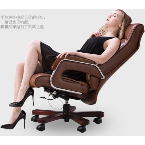 High-grade leather computer chair home reclining lift massage boss chair office chair seat