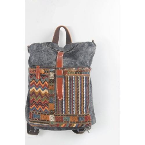 VZVA Custom Embroidered Backpacks Vintage Backpack For Men Women Canvas Rucksack Bag Fashion Backpacks Teenager