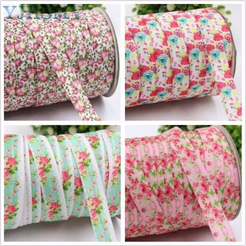 YJHSMY E-17526-515,16 mm 10 yards Cartoon flower print printing elasticity Ribbon,DIY handmade hair Materials wedding gift wrap