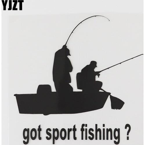 YJZT 13.3CMX13.2CM Fun Got Sport Fishing Decal Vinyl Car Sticker Black/Silver 8A-0940