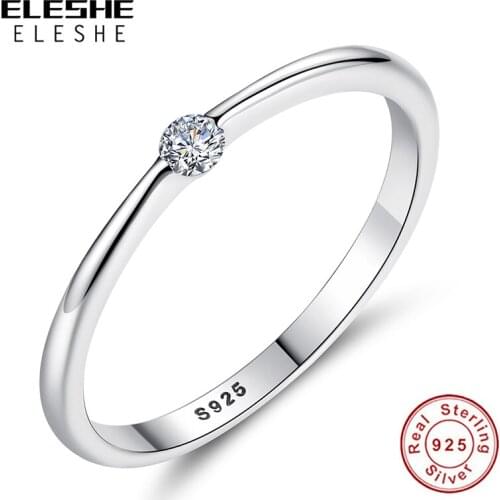 Simple Style Pure 925 Sterling Silver Rings Forever Round Crystal CZ Finger Rings for Women Wedding Original Silver Jewelry Gift
