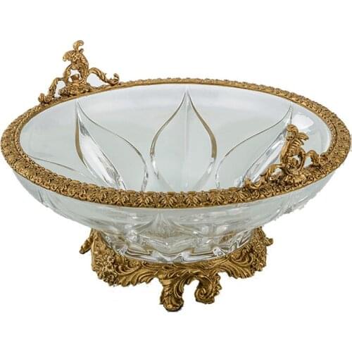 Zq European-Style Luxury High-End Fruit Pot Crystal Glass Decoration Living Room Home Tall Fruit Bowl Ornaments