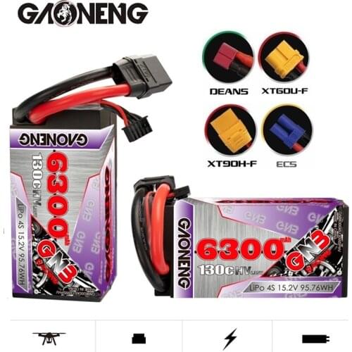 1-2PCS GAONENG GNB 15.2V 6300mAh 130C rechargeable battery For RC Car Racing Spare Parts With Shell Upgrade LiHV 4S Battery