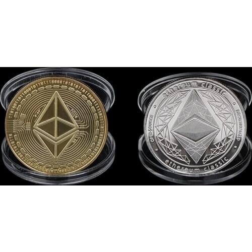 1 Pieces Gold/Silver Plated Ethereum Coin Virtual Commemorative Coin Art Collection Gift