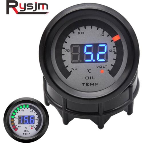 2 inch 52mm Digital LED Oil Temp Gauge Car Simulate Voltmeter Oil Temperature Gauge With Sensor Smoke racing Car Meter motor