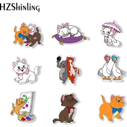 2021 New Kawaii Cat Marie Lovely Kittens Acrylic Brooch Pin Handcraft Epoxy Resin Clothing Badge Pins