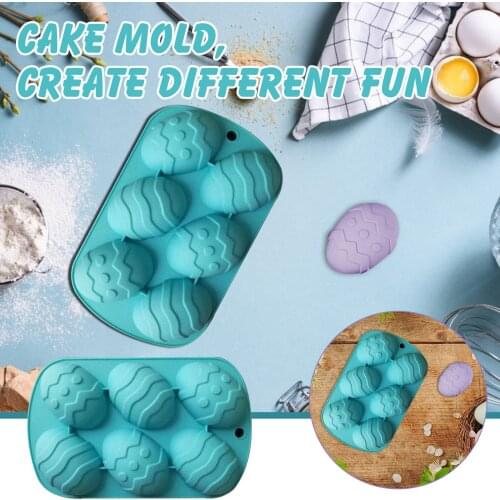 2021 Easter Mold Heat-resistant Baking Utensils Diy Baking 6-hole Silicone Cake Mold Egg Chocolate Candy Mold Oven Pan Moulds
