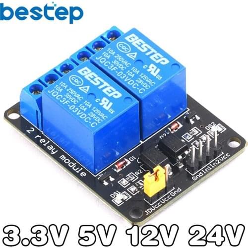 3.3V 5V 12V 24V 2 Channel Relay Module Low Level Trigger with Optocoupler Relay Output 2 way Relay Module for Arduino