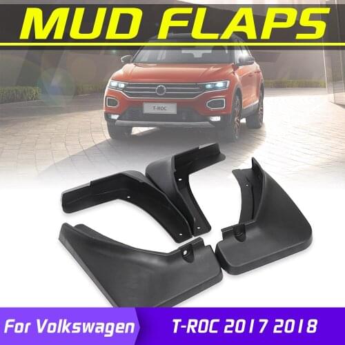 4Pcs Car Mudflaps Front Rear Mud Flaps Mudguards Splash Guards Fender Flares For Volkswagen VW T-ROC T Roc TRoc 2017 2018