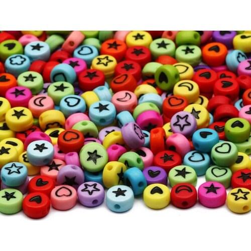 4x7mm Multicolor Mixed Star Moon Heart Flower Acrylic Spacer Beads Accessories For Jewelry Making DIY Bracelet Beadwork