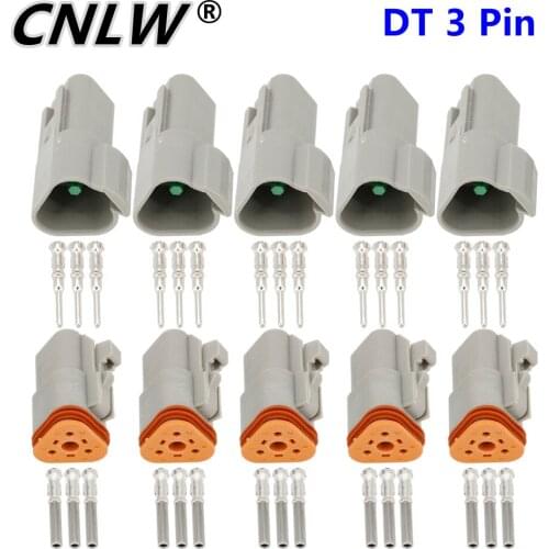 5 Sets 3 Pin DJ3031Y-1.6-11/21 DT Connectors DT04-3P/DT06-3S Automobile waterproof wire electrical connector plug 22-16AWG