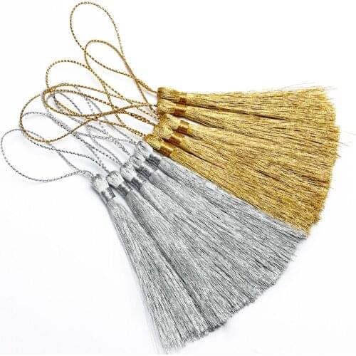 50pcs 80mm Gold Silver Wire Tassel Jewelry Accessories Tassel Bookmark Painting Calligraphy Pillow Cushion Gift Hanging Ear DIY
