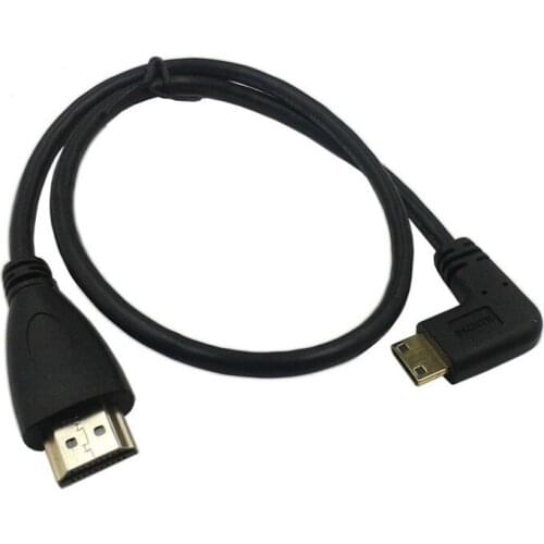 90 degree Left angled Type C Mini HDMI to HDMI CABLE 0.5m Connector For Camera 5D2 5D3 & Tablet Tf101 Surface & DV MP4