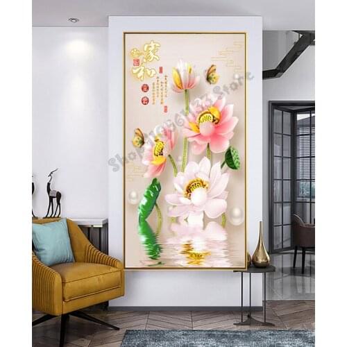 Larg Lotus Flower Diamond embroidery rich ICON Diamond Painting Mosaic 5d Picture Home Sweet home 2021 New Gift GG5087