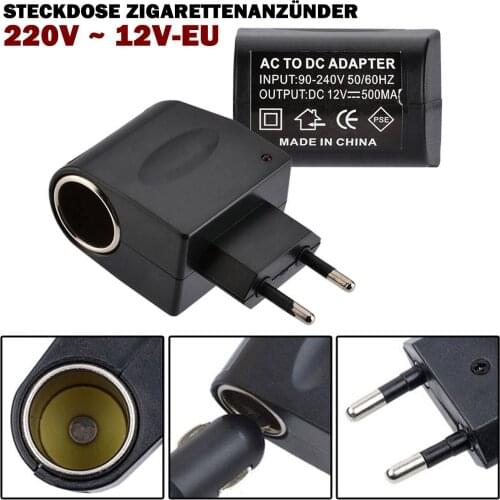 Car Converter AC 220V To DC 12V Auto Accessories Interior Parts Black Car Cigarette Lighter Adapter EU Plug
