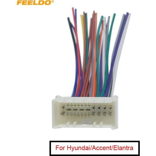 FEELDO 1Pc Car Radio Audio Stereo Full Pin Wiring Harness Adapter For Hyundai KIA Install Aftermarket CD/DVD Stereo