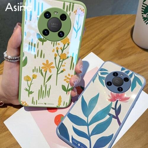 ASINA Tempered Glass Case For Huawei Mate 40 30 20 10 Pro Cartoon Cover For Huawei Honor 30 20 10 8X 9X V20 30 40 Flower Funda