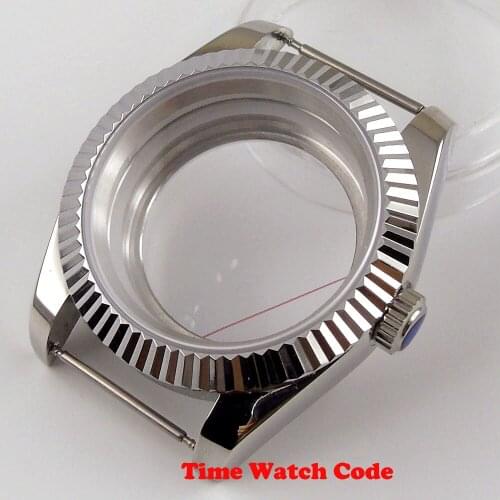 36mm Mens Watch Case Fit For NH35 NH36 Miyota 8215 DG 2813 3804 Movement Sapphire Glass Coin Bezel Steel/Glass Back Screw Crown