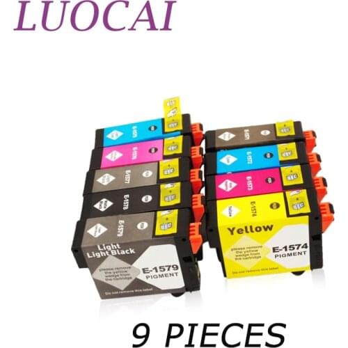 9 pcs T1571 LuoCai Ink cartridges Compatible For Epson t1571-t1579 T1572 T1573 T1574 T1575 Epson Stylus Photo R3000 Printers