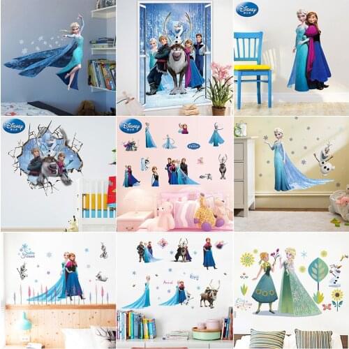 Disney Frozen 2 Olaf Elsa Anna Princess Wall Stickers For Kids Rooms Home Decor Living Room Wall Decals Pvc Mural Art Diy Poster