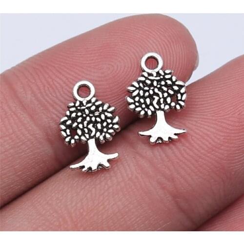 40pcs 13x8mm Antique Silver Plated Tree Charm Pendant For Jewelry Making DIY Jewelry Findings