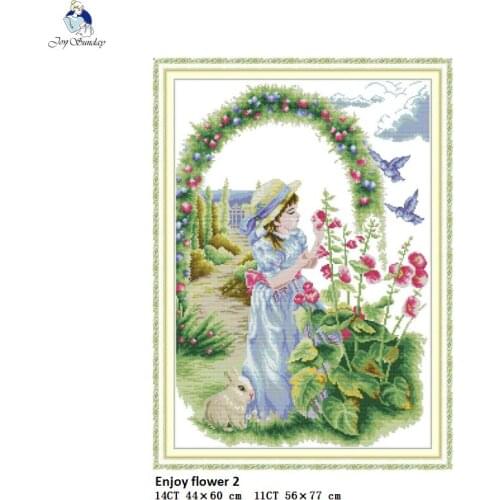 Flower Viewing Counted Cross Stitch DMC Cotton thread Aida Canvas 11CT 14CT DIY Cross-Stitch Handmade Embroidery for Needlework