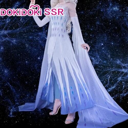 DokiDoki-SSR Movie Cosplay Elsa Dress White Sprit Princess Dress Costume Elsa Cosplay
