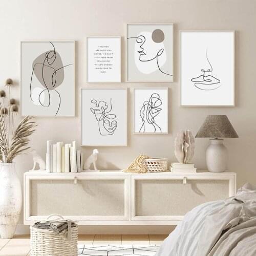 Nordic Print Minimalist Wall Picture Home Decoration Abstract Art Line Drawing Sheets Poster Face Woman Body Canvas Painting