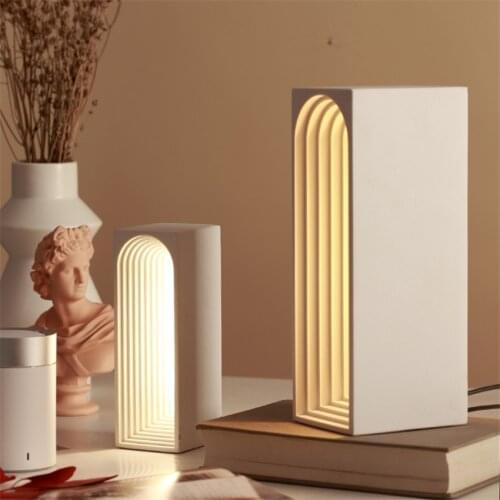 Nordic Concrete Building Modeling Table Lamps Art Decoration Lamp Bedroom Bedside Study Room Dimmable Creative Gift Table Lights