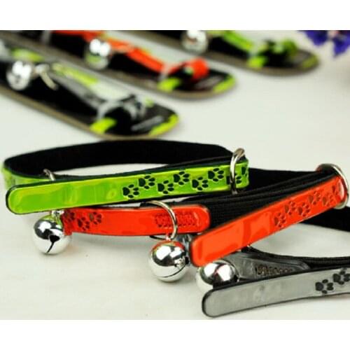 New Puppy Pet Dog Collar Cat Neck Strap Necklace with TPU Material and Soft Cotton Paw Patten Collar with Bell for Pet Dogs Cats