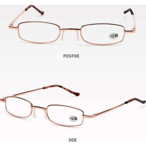 Presbyopia Glasses Metal Frame Small Glasses for The Elderly Unisex Magnified Eyes Narrow Frame +1.0~+4.0 High Quality