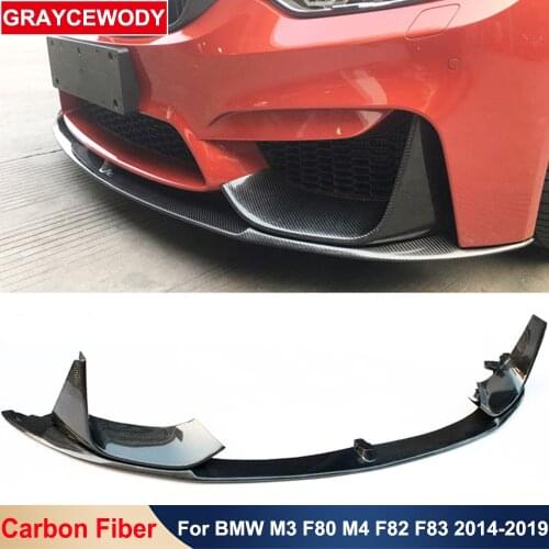 MP Style Real Carbon Fiber Car Front Bumper Lip Protector Modification Part For BMW M3 F80 M4 F82 F83 Cab 2014-2019